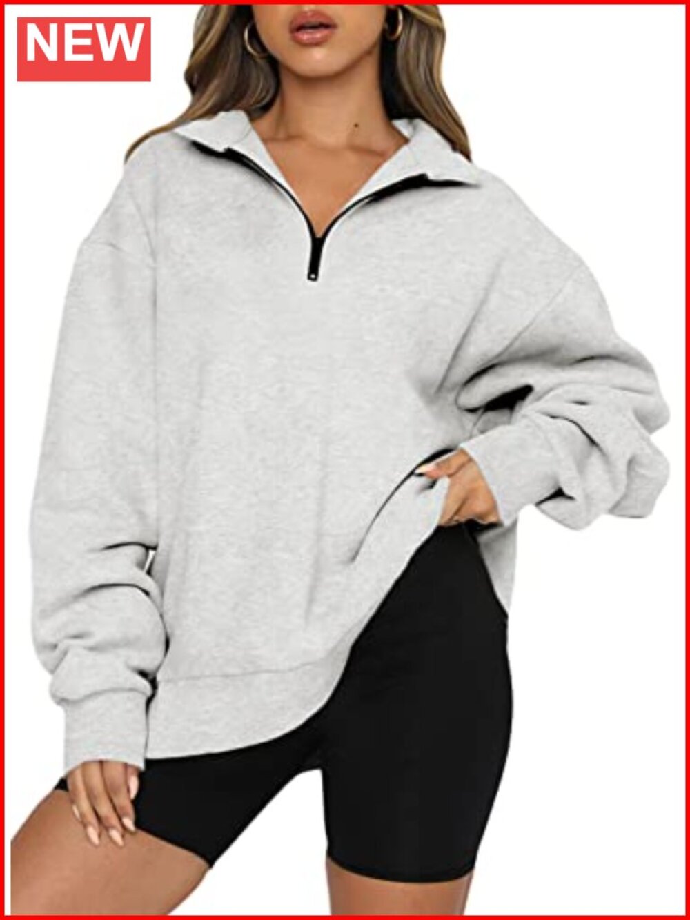 Half Zip Fleece Pullover Sweatshirt Oversized Workout Tops